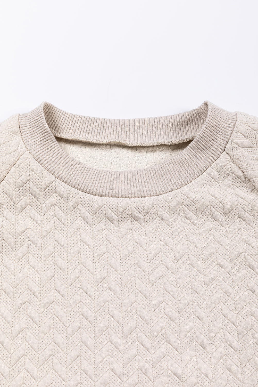Jungle Green Solid Textured Raglan Sleeve Pullover Sweatshirt