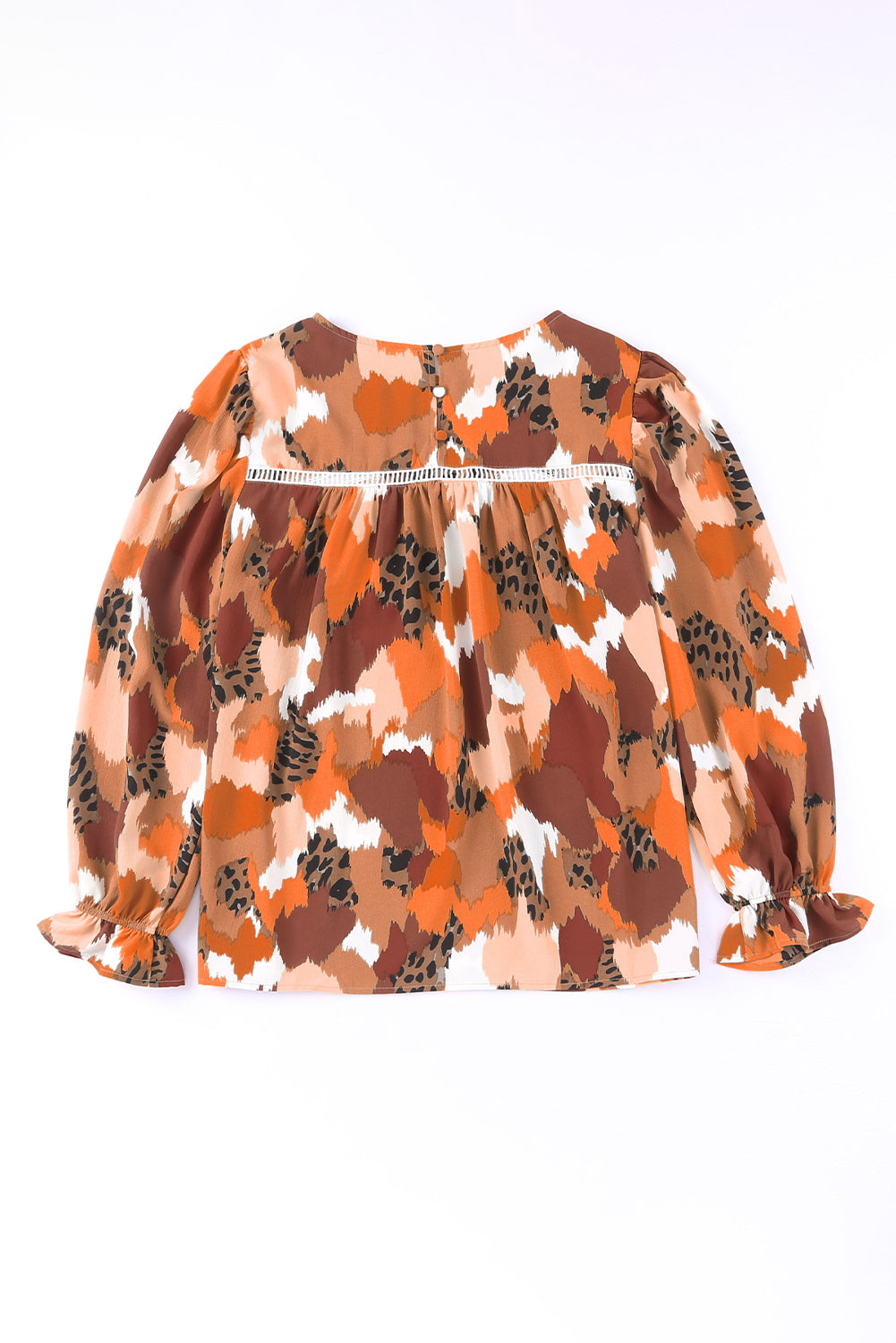 Multicolor Abstract Print Ruffle Puff Sleeve Blouse