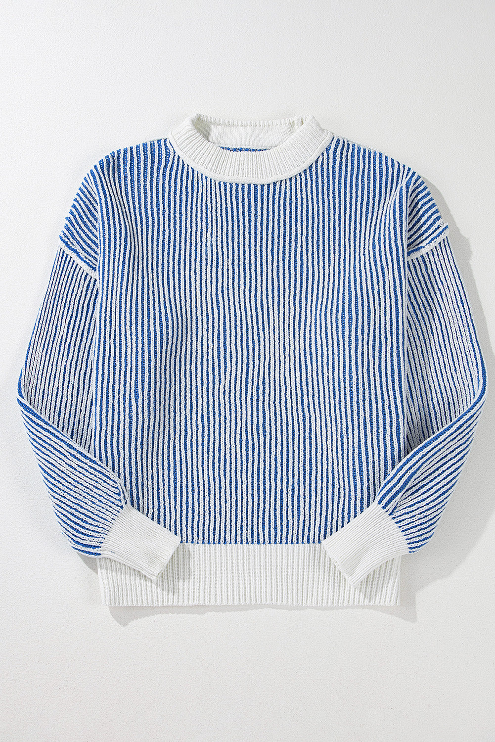 Black Striped Contrast Trim Loose Sweater