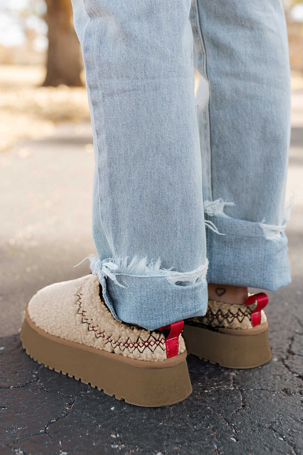 Chestnut Suede Contrast Plush Thick Sole Slippers