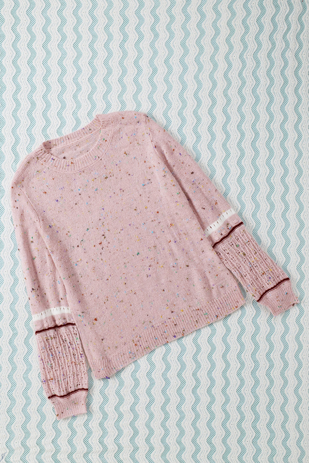 White Pilling Detail Patterned Sleeve Sweater