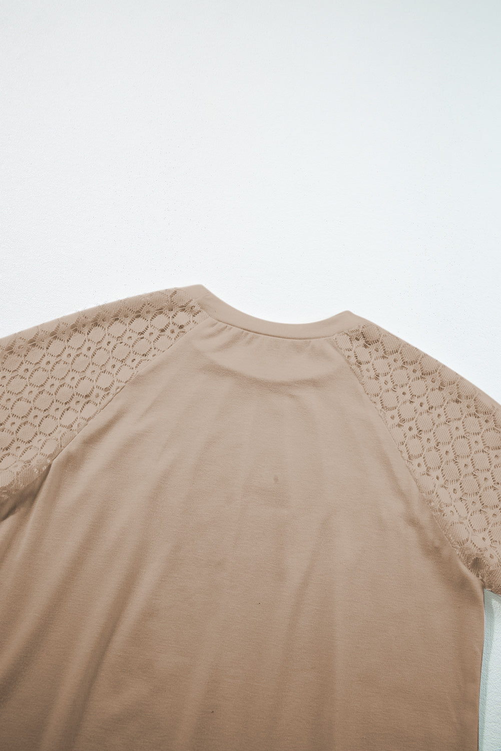 Pale Khaki Lace Raglan Sleeve Tee