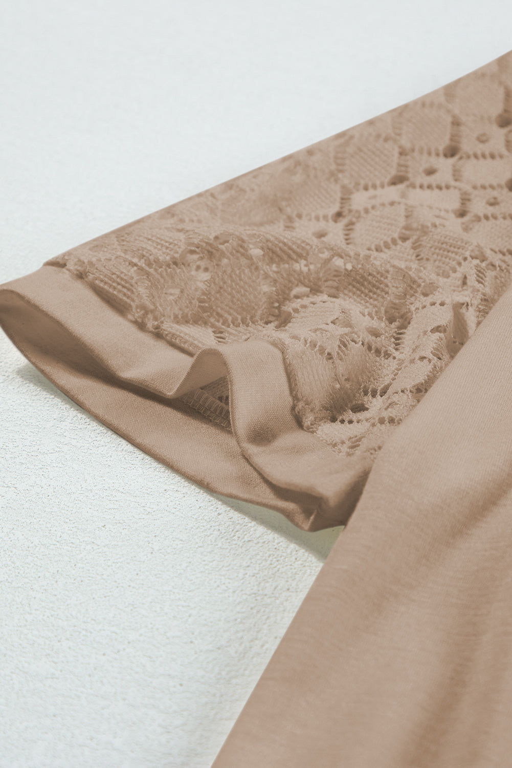 Pale Khaki Lace Raglan Sleeve Tee