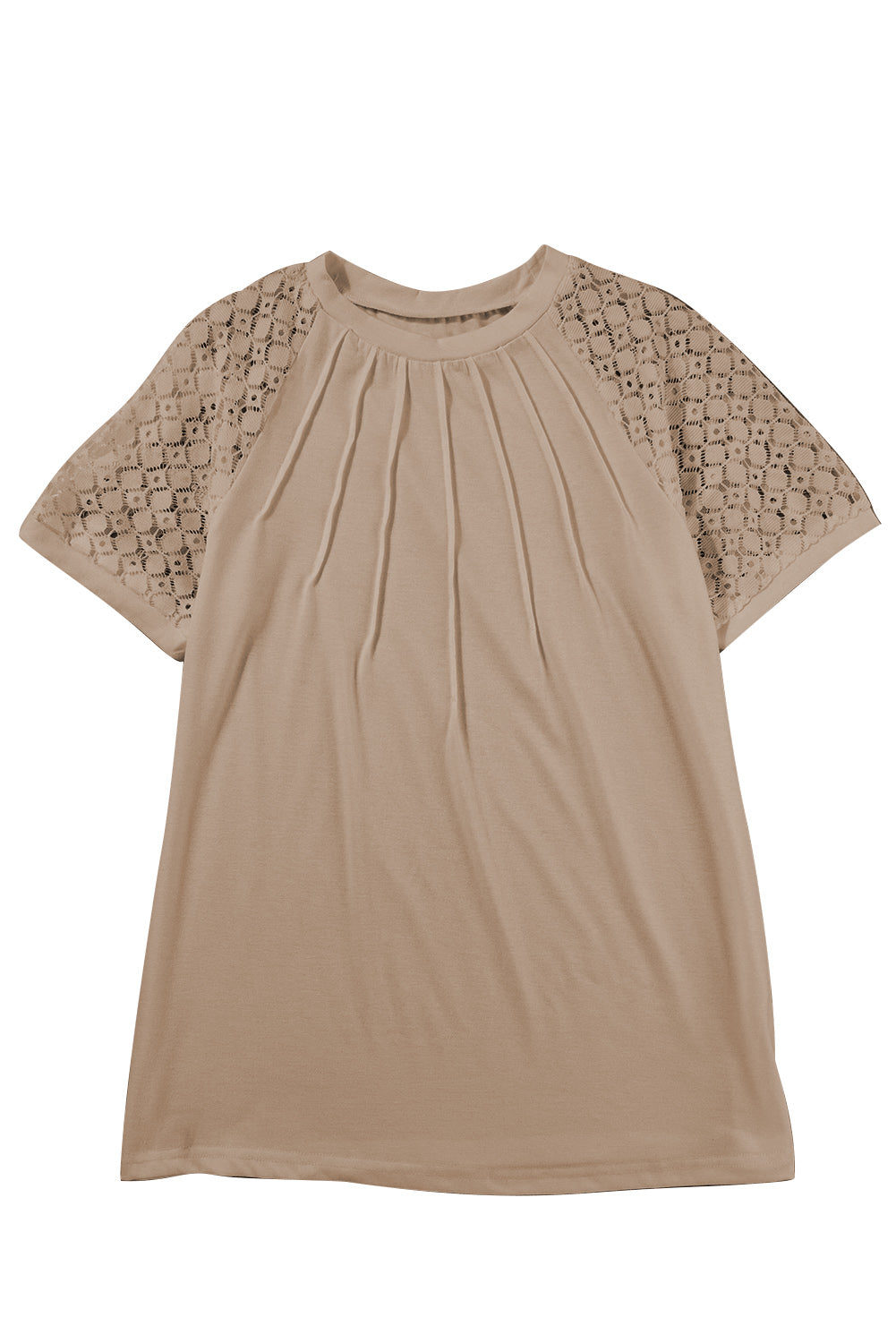 Pale Khaki Lace Raglan Sleeve Tee