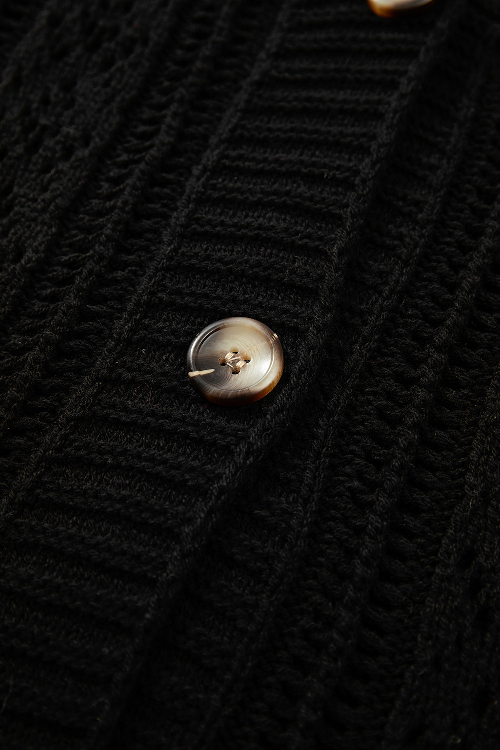 Green Hollow Knit Drop Shoulder Cardigan