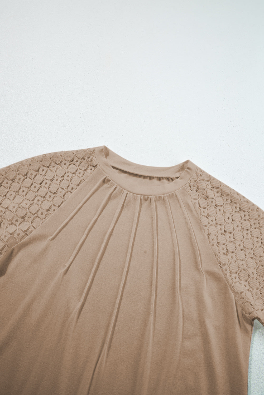Pale Khaki Lace Raglan Sleeve Tee
