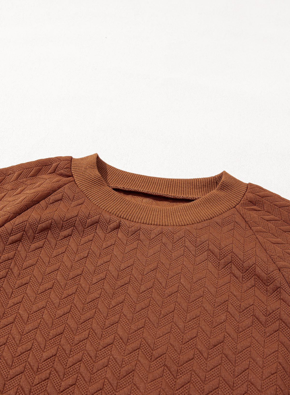 Jungle Green Solid Textured Raglan Sleeve Pullover Sweatshirt