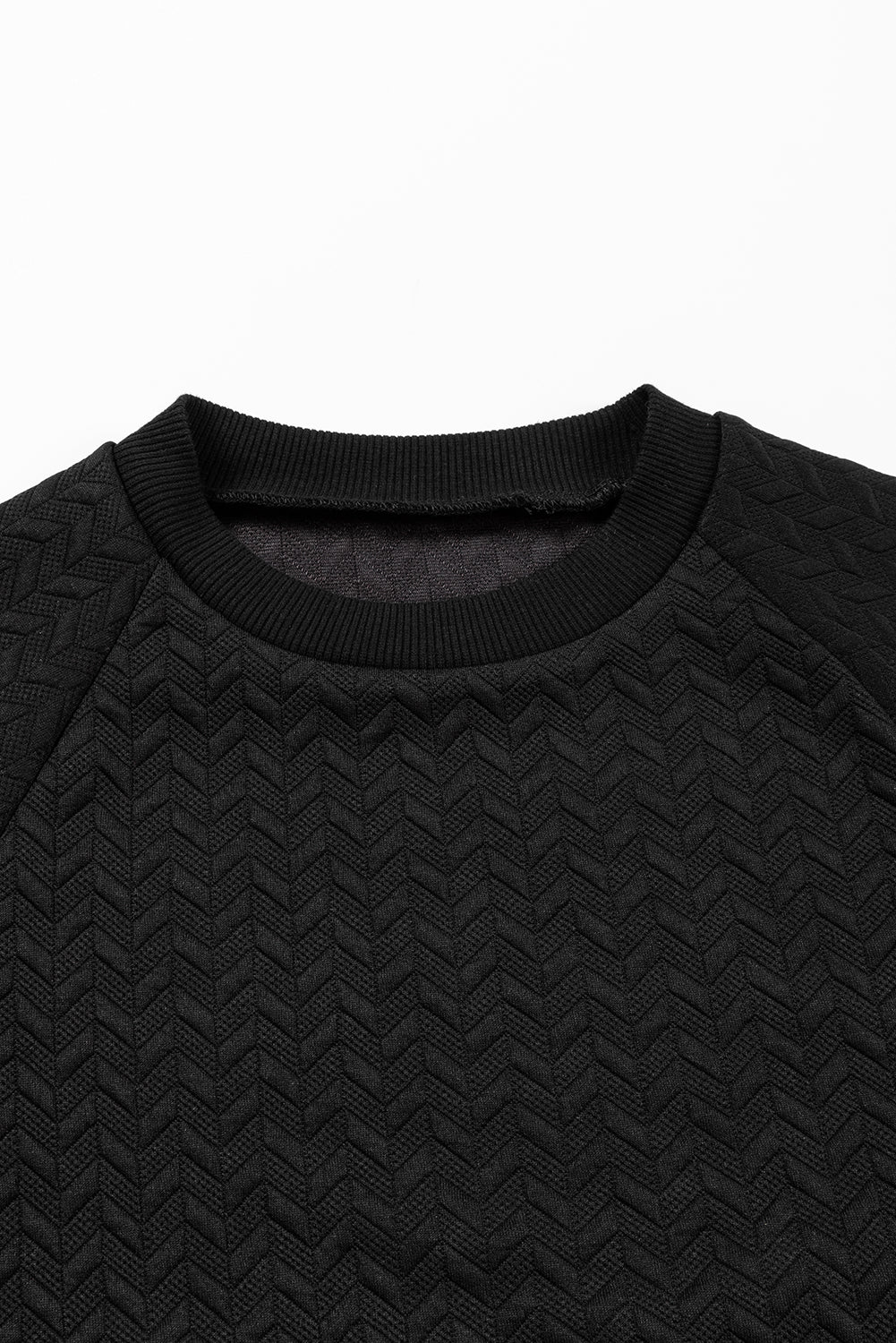 Jungle Green Solid Textured Raglan Sleeve Pullover Sweatshirt