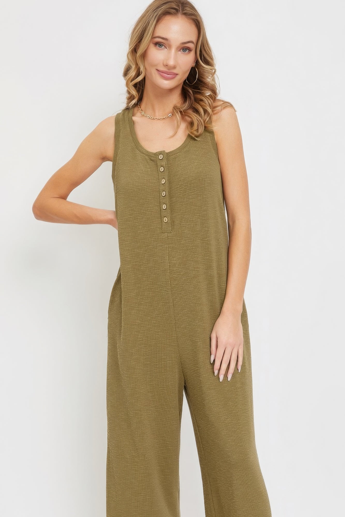 All in One Button Down Jumpsuit