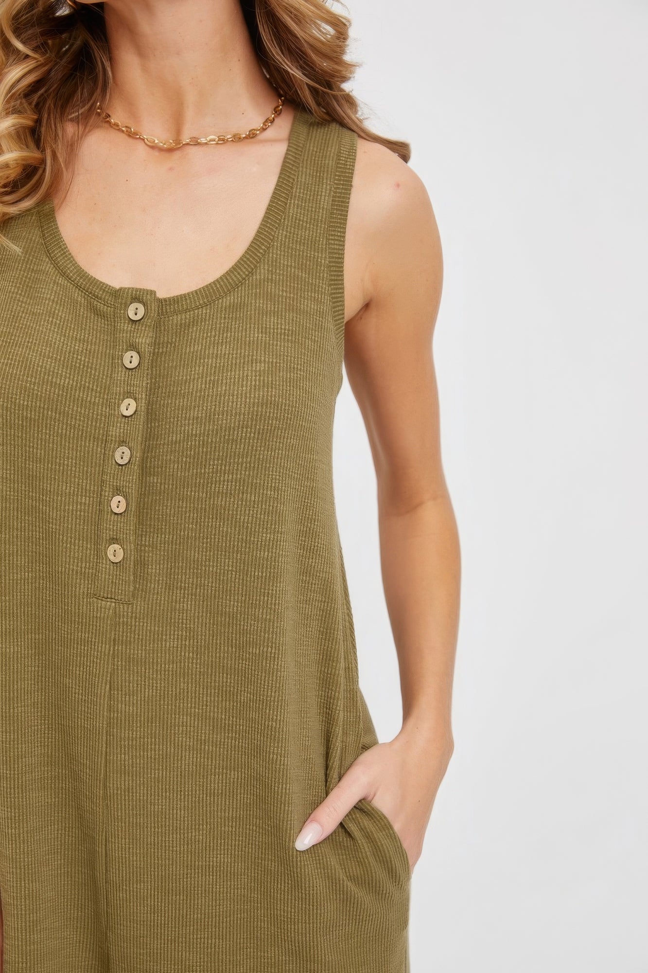 All in One Button Down Jumpsuit