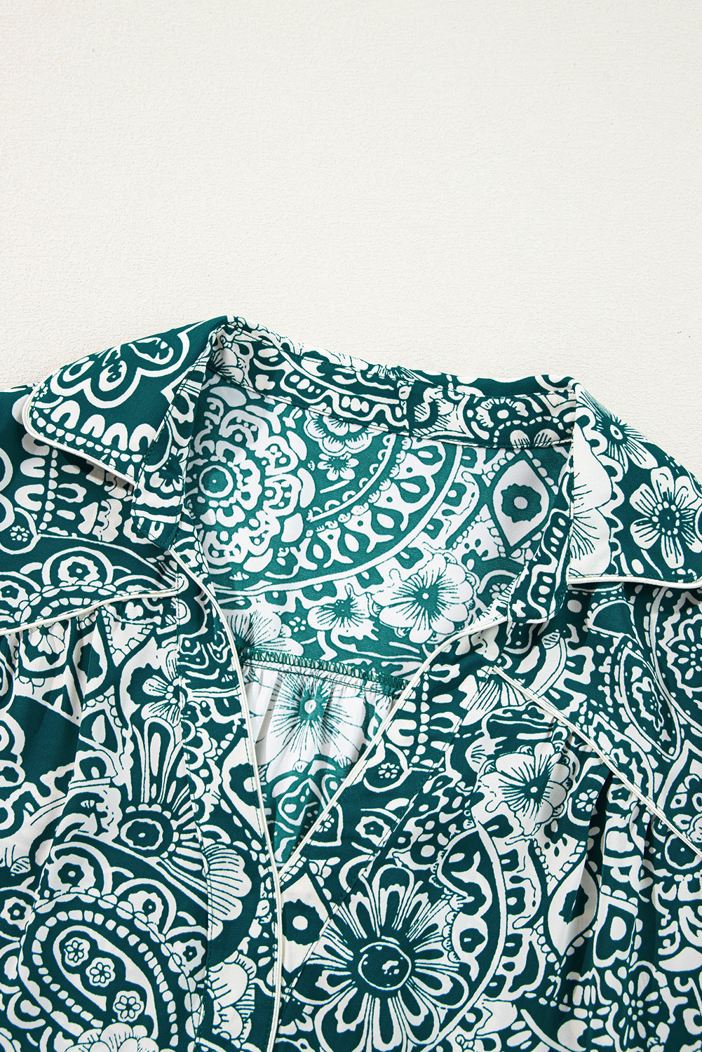 Green Boho Floral Puff Sleeve Split Neck Plus Size Dress