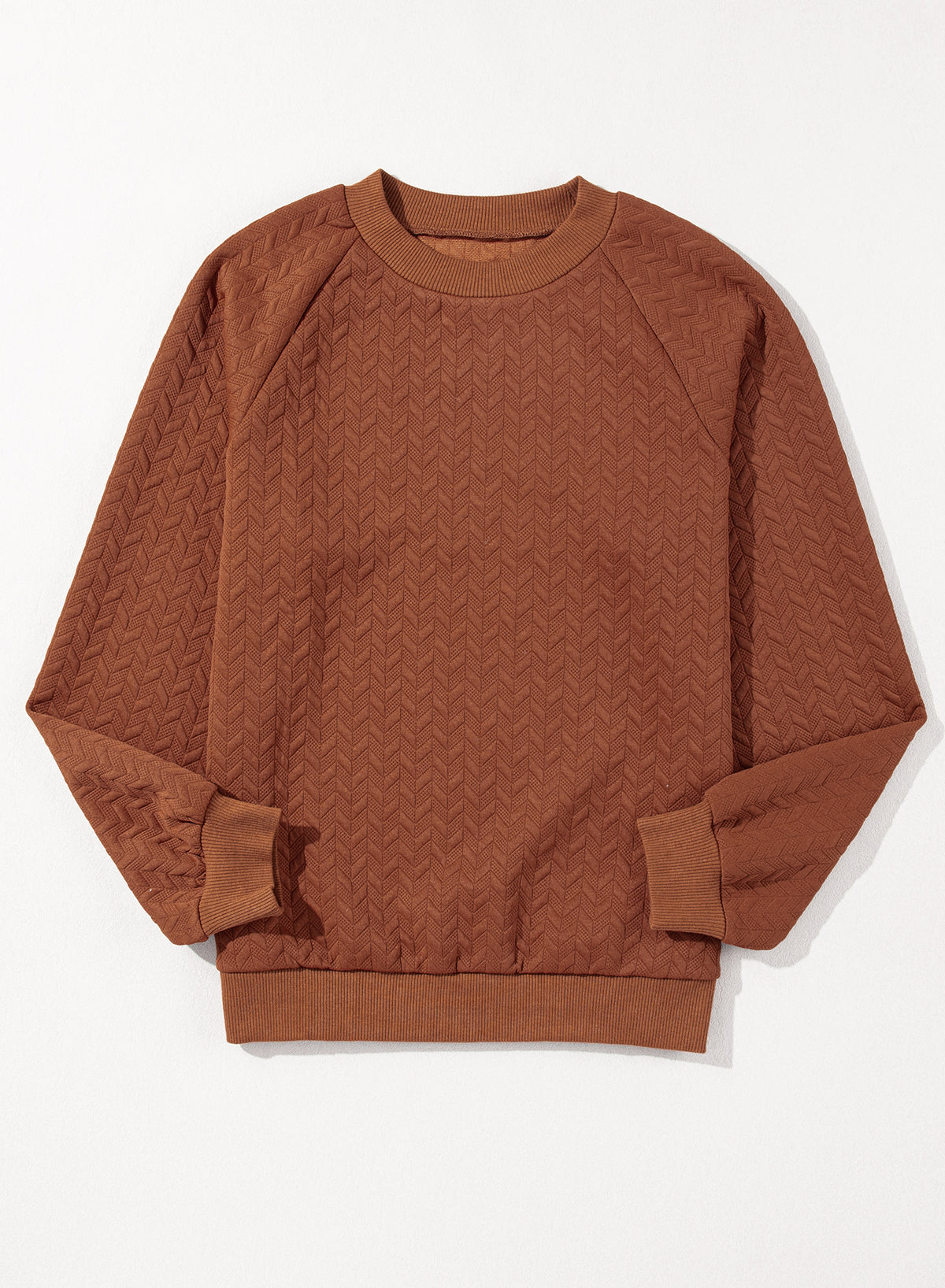 Jungle Green Solid Textured Raglan Sleeve Pullover Sweatshirt