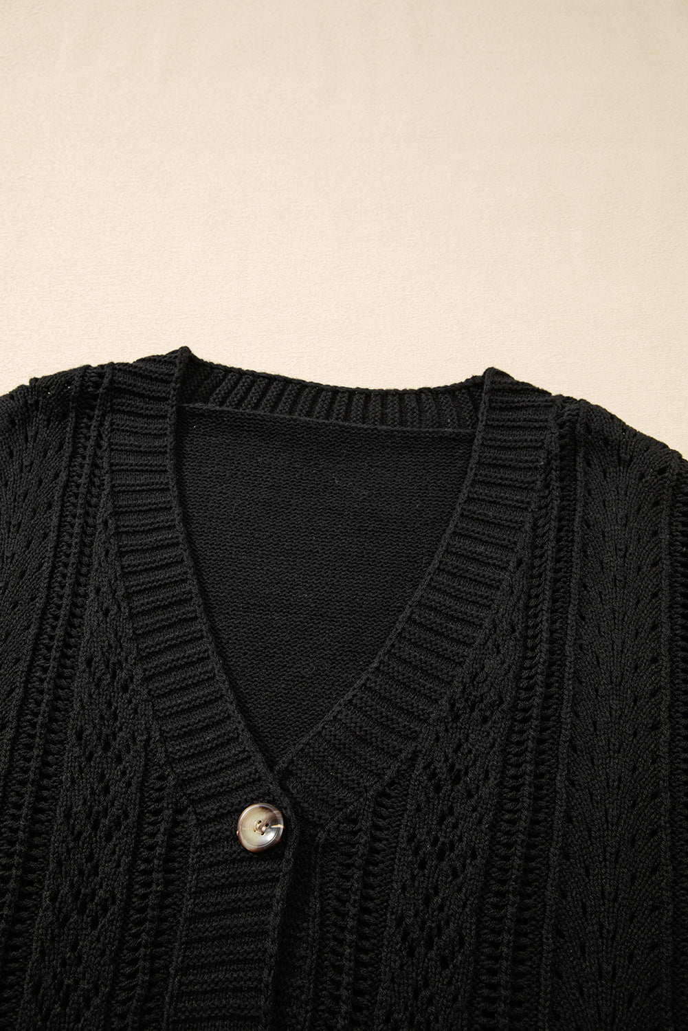 Green Hollow Knit Drop Shoulder Cardigan