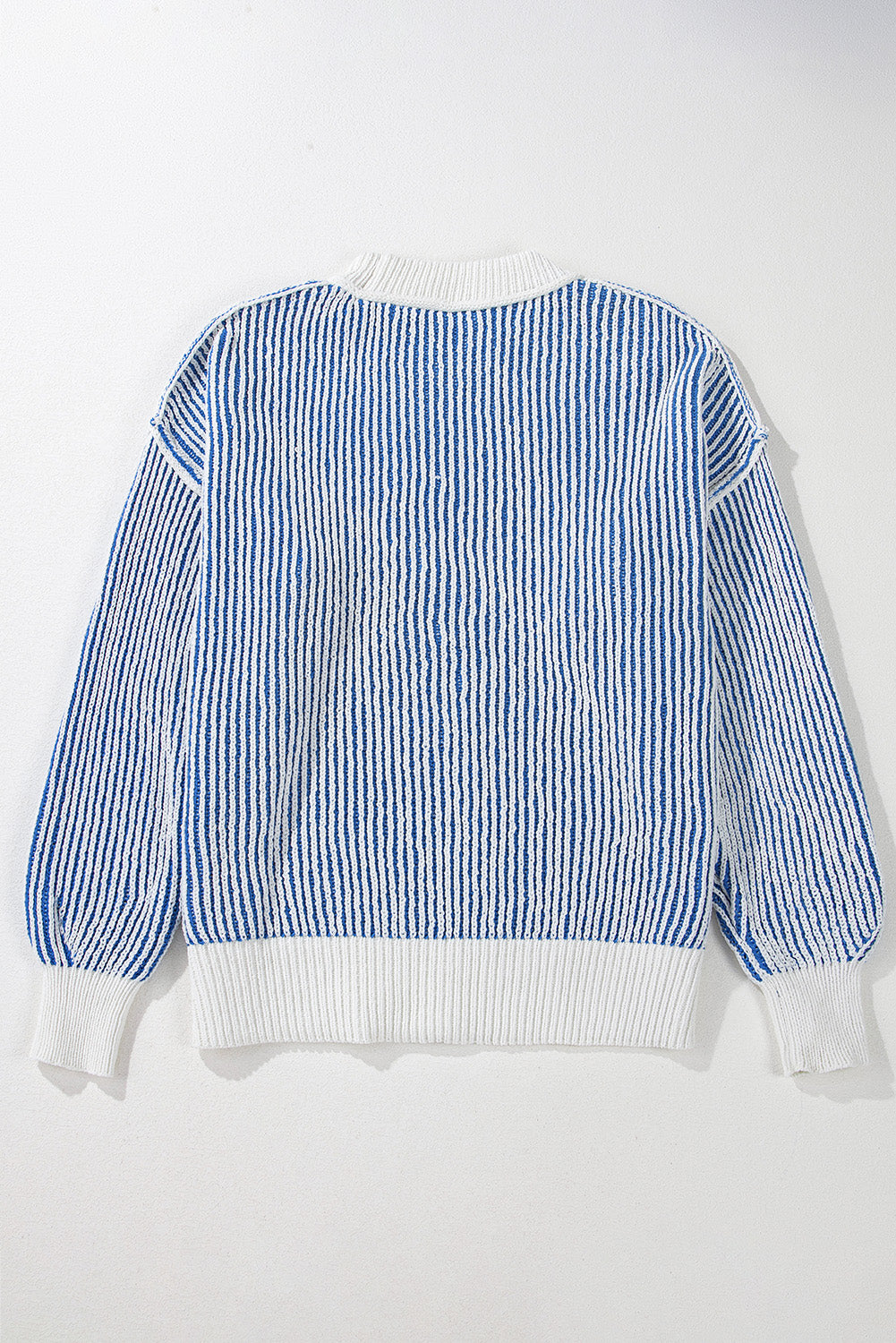 Black Striped Contrast Trim Loose Sweater