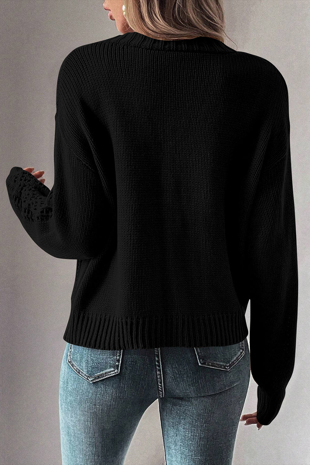 Green Hollow Knit Drop Shoulder Cardigan