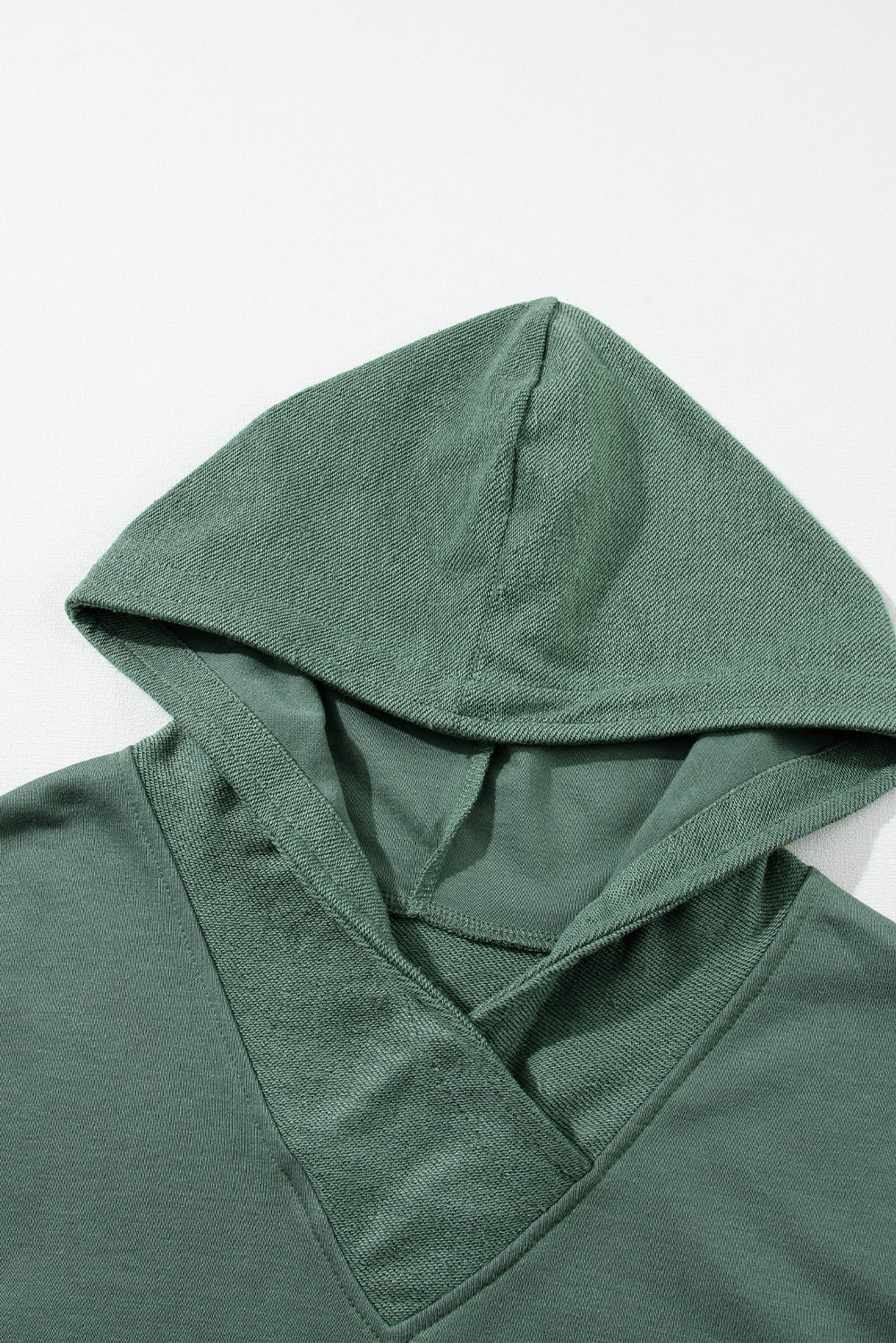 Black Textured Splicing Sleeve Raw Hem Hoodie
