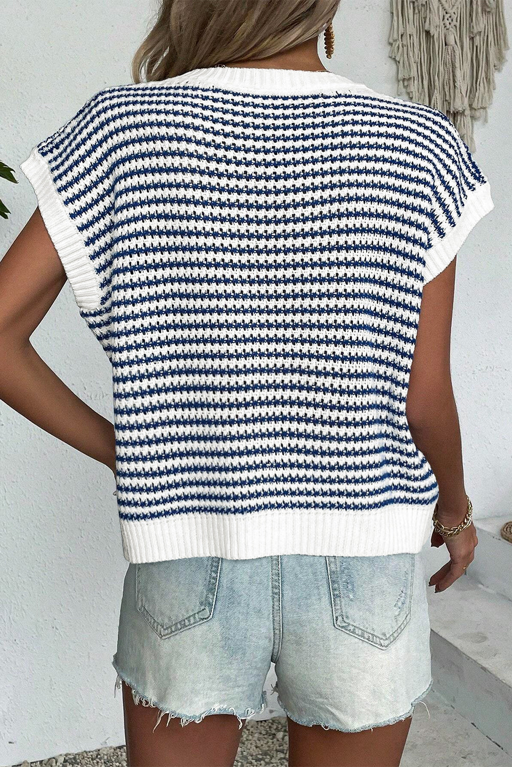 Black Stripe Contrast Trim Knit Dolman Top