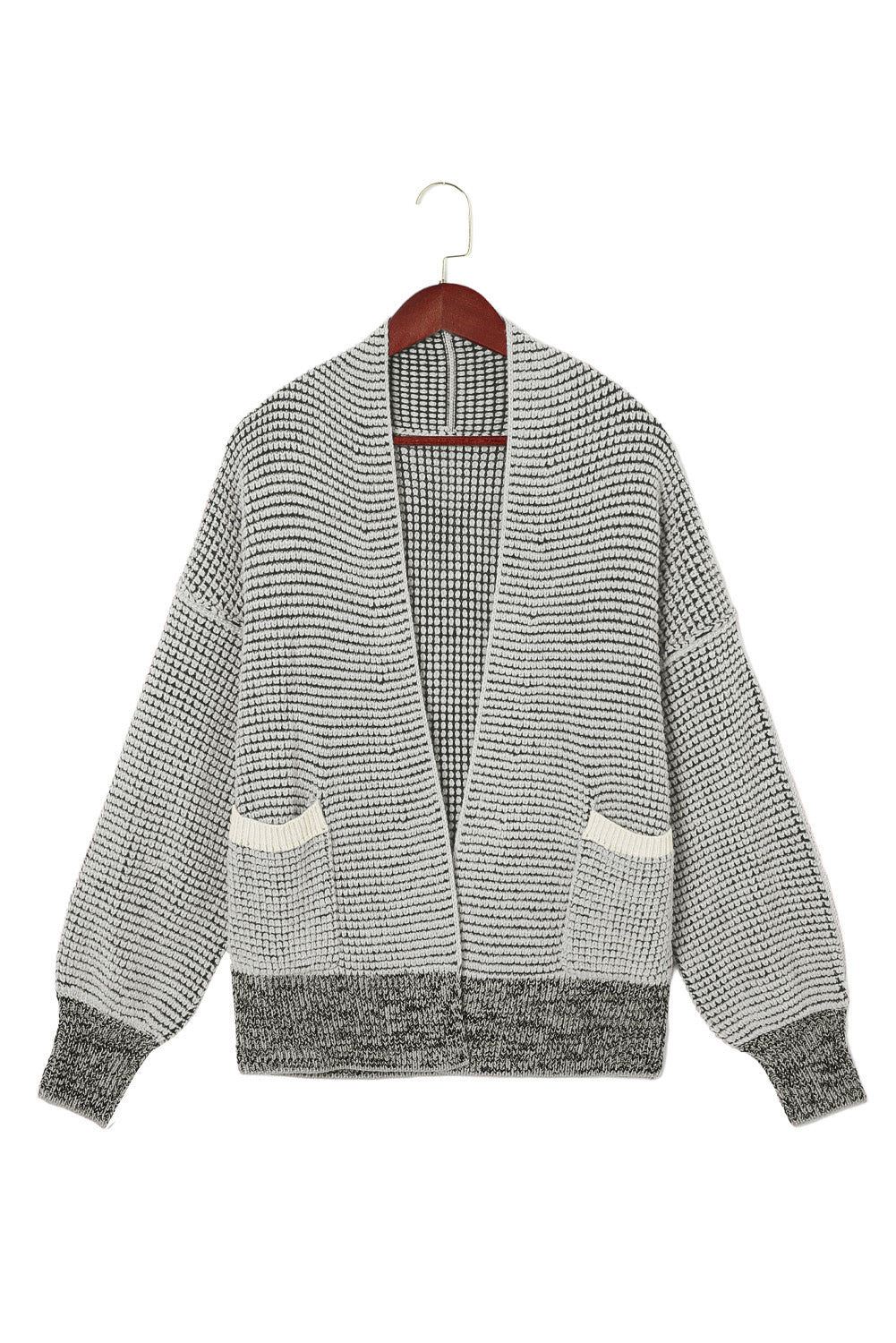 Apricot Chunky Knit Pockets Drop Sleeve Cardigan