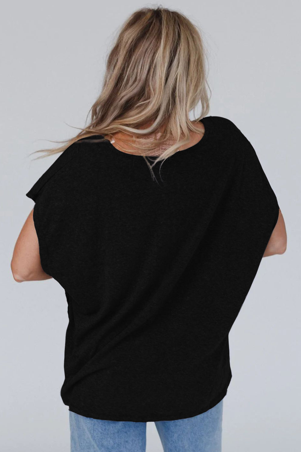 Gray Crochet Lace Batwing Tee