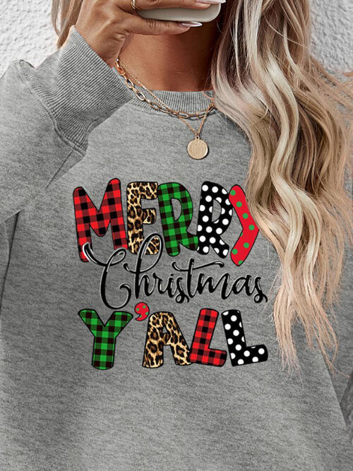 Long Sleeve Letter Graphic Round Neck Sweatshirt
