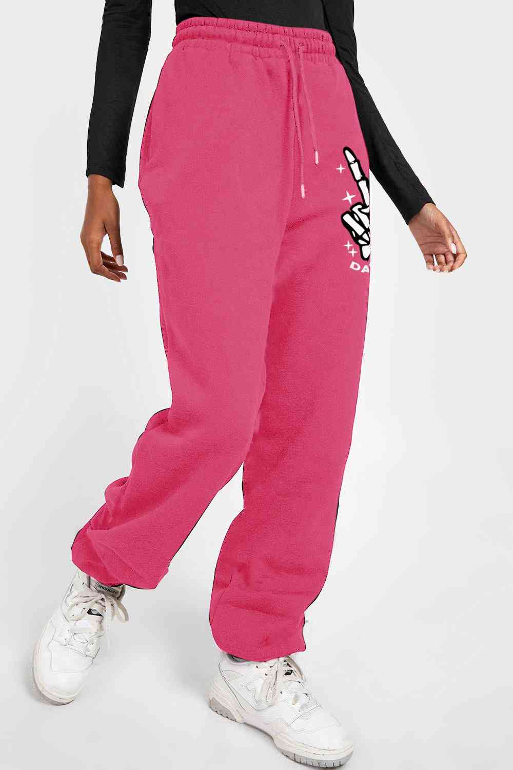Drawstring DAY YOU DESERVE Graphic Long Sweatpants