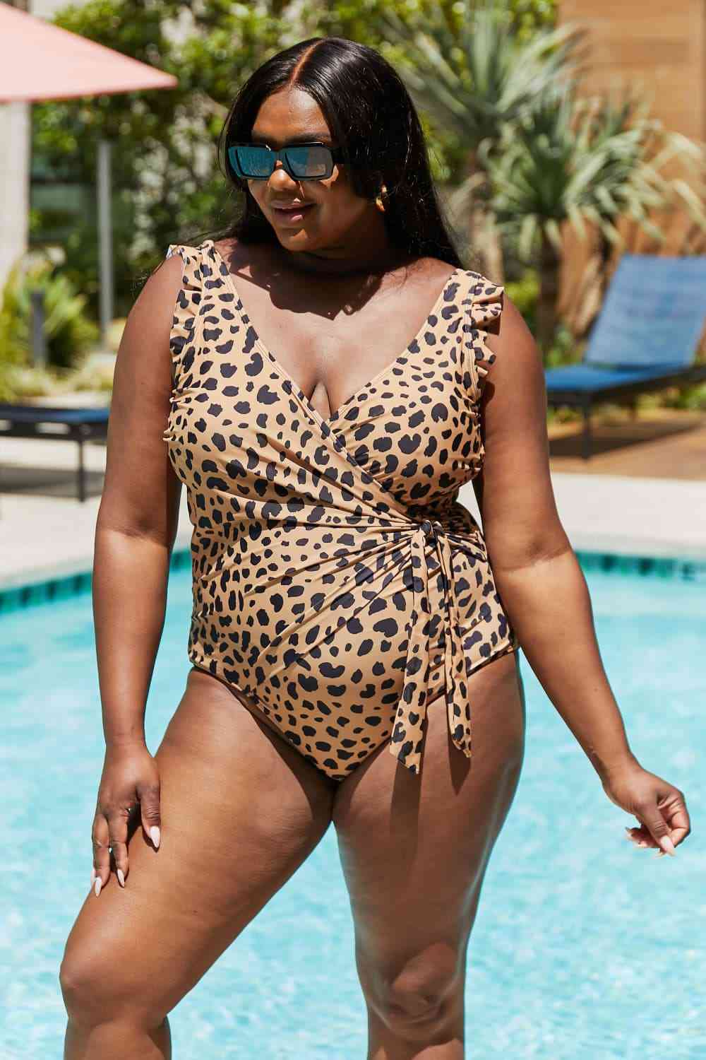 Full Size Float On Ruffle Faux Wrap Leopard Print