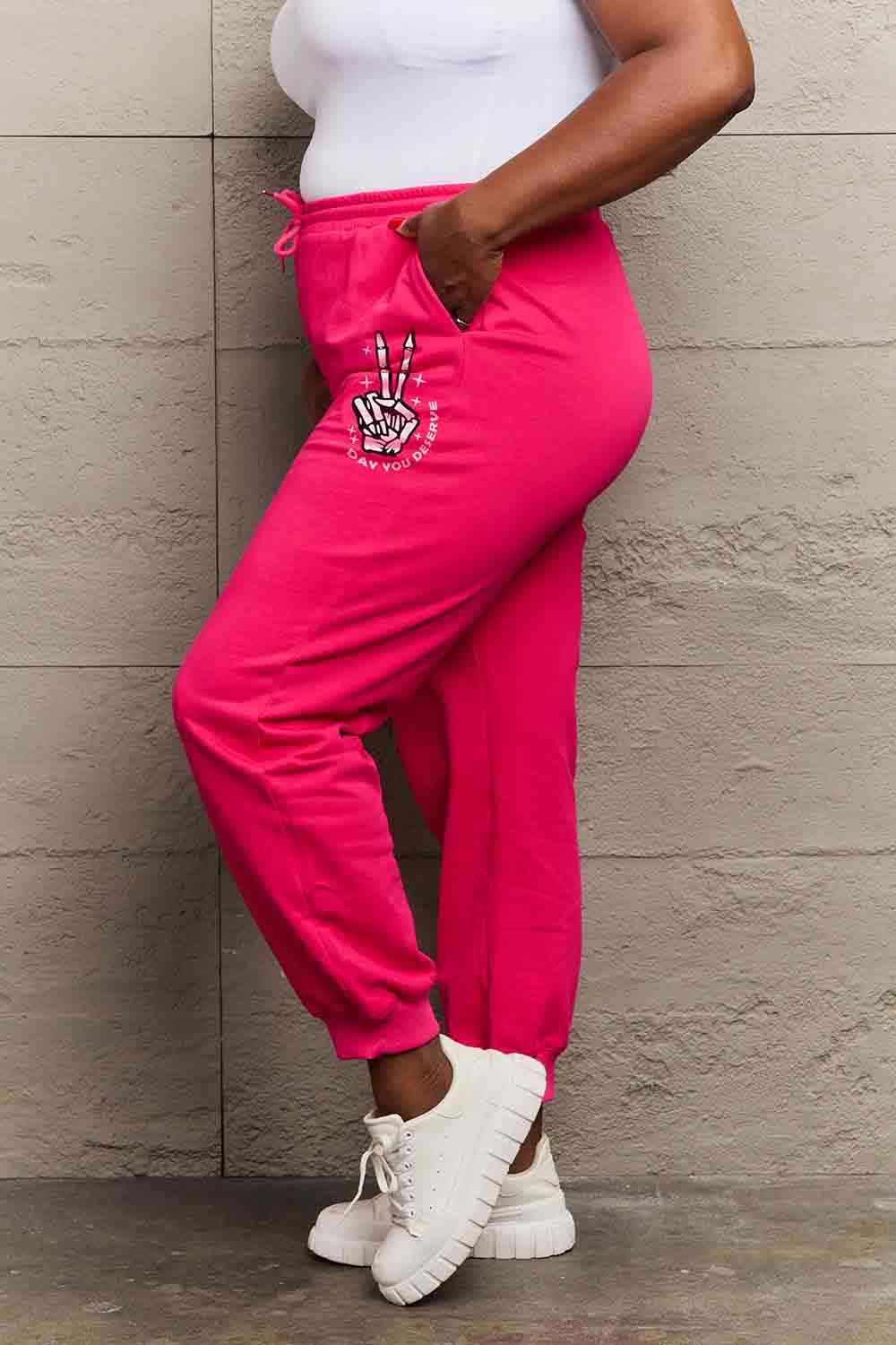 Drawstring DAY YOU DESERVE Graphic Long Sweatpants
