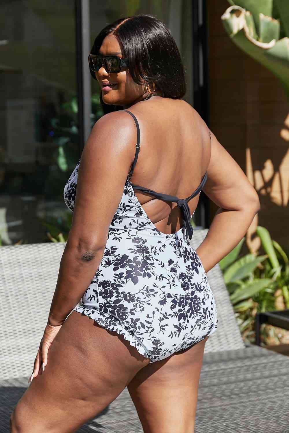 Marina West Cote dAzur Ruffle Trim One Piece Swimsuit