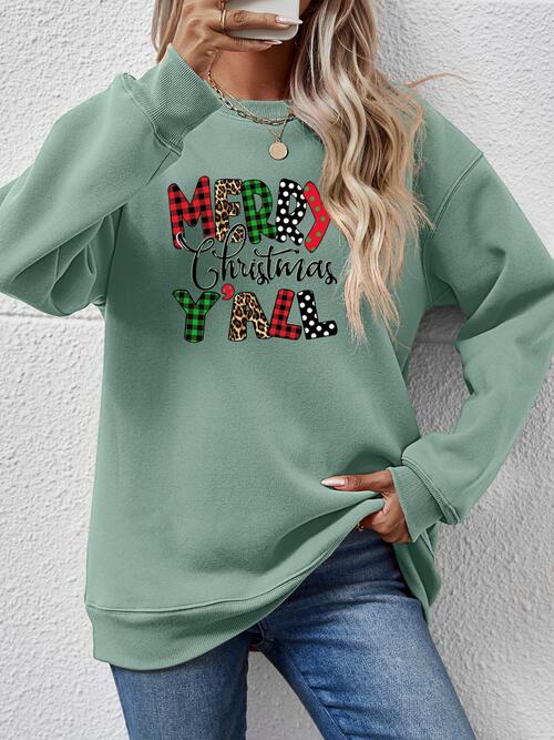 Long Sleeve Letter Graphic Round Neck Sweatshirt