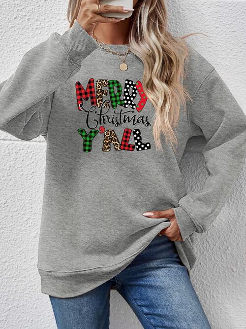 Long Sleeve Letter Graphic Round Neck Sweatshirt