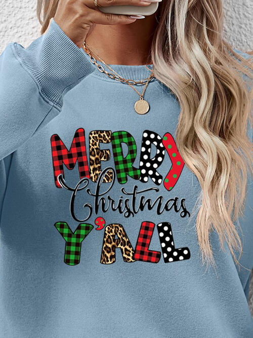 Long Sleeve Letter Graphic Round Neck Sweatshirt