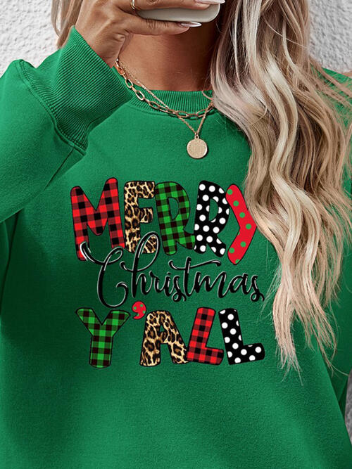 Long Sleeve Letter Graphic Round Neck Sweatshirt