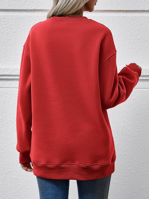Long Sleeve Letter Graphic Round Neck Sweatshirt
