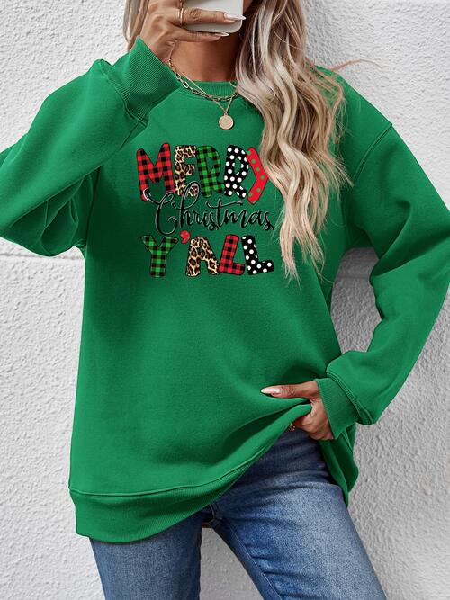Long Sleeve Letter Graphic Round Neck Sweatshirt