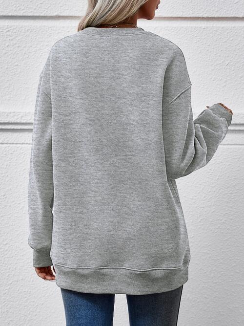 Long Sleeve Letter Graphic Round Neck Sweatshirt
