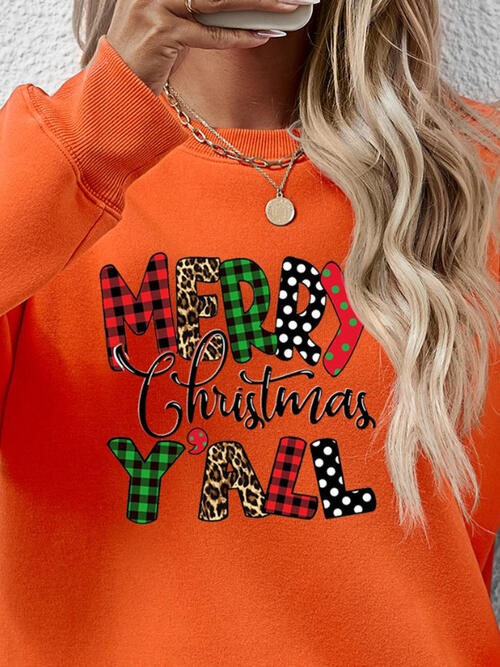 Long Sleeve Letter Graphic Round Neck Sweatshirt