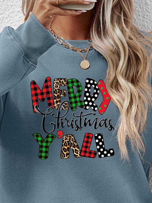Long Sleeve Letter Graphic Round Neck Sweatshirt