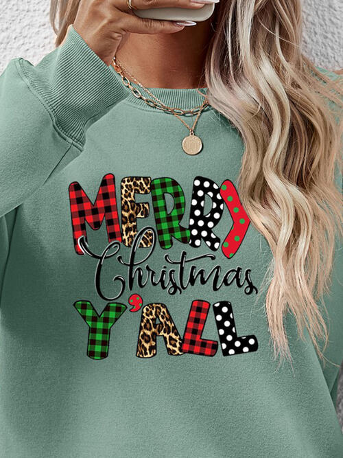 Long Sleeve Letter Graphic Round Neck Sweatshirt