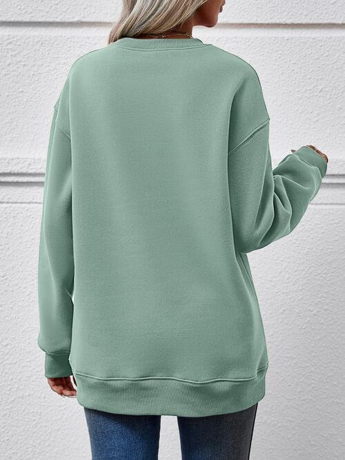 Long Sleeve Letter Graphic Round Neck Sweatshirt