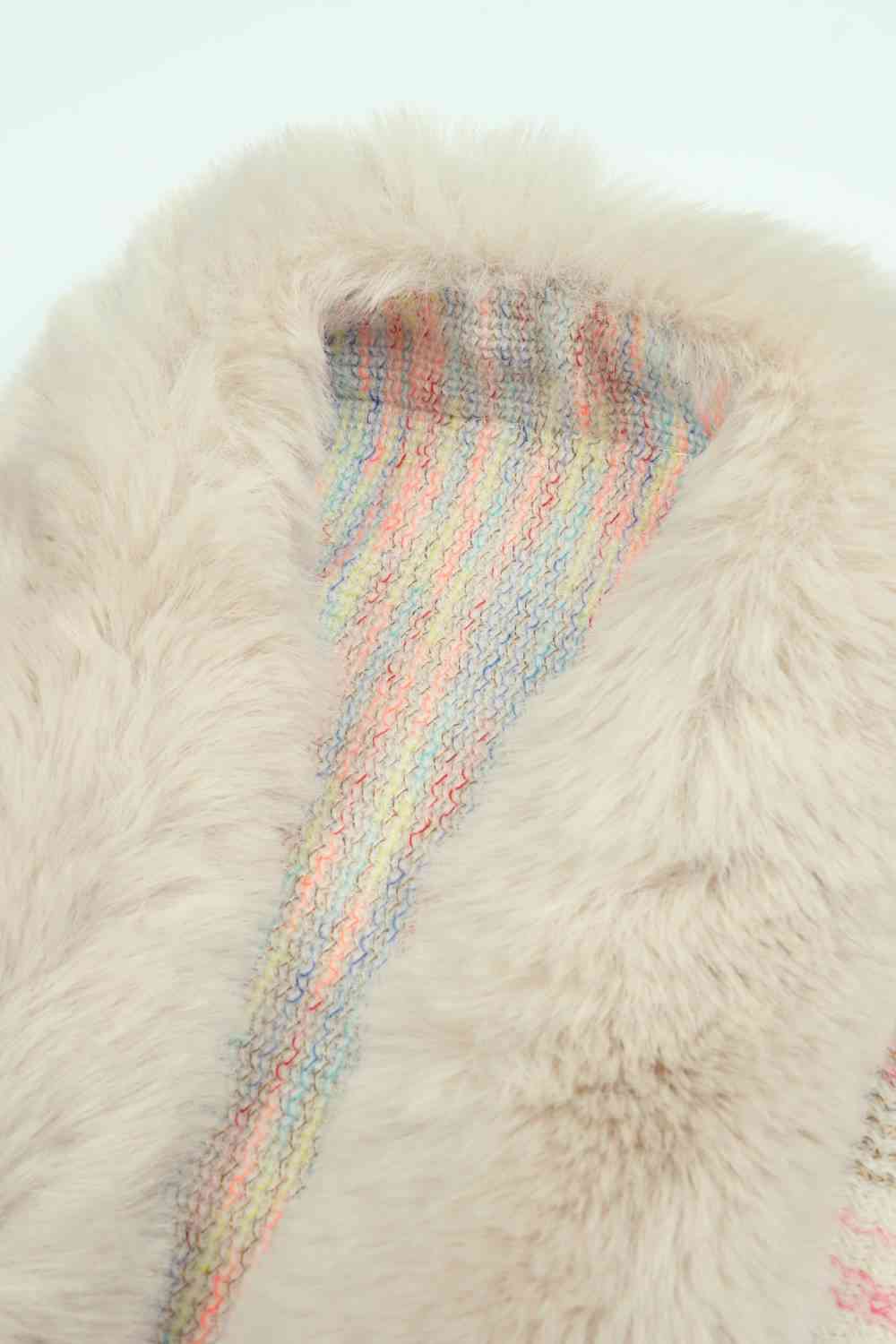 Open Front Fringe Hem Poncho in multicolor, Fringe