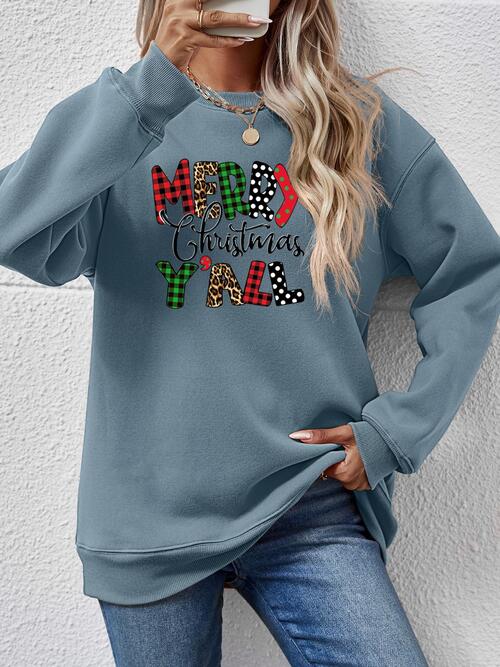 Long Sleeve Letter Graphic Round Neck Sweatshirt