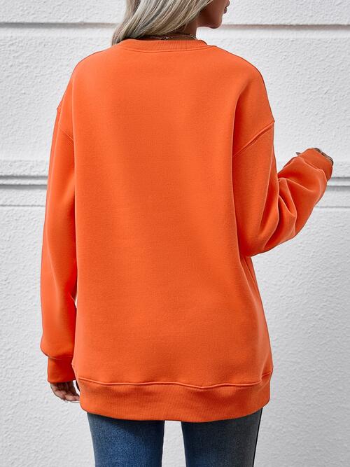 Long Sleeve Letter Graphic Round Neck Sweatshirt