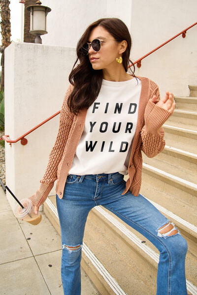 Simply Love FIND YOUR WILD Short Sleeve T Shirt