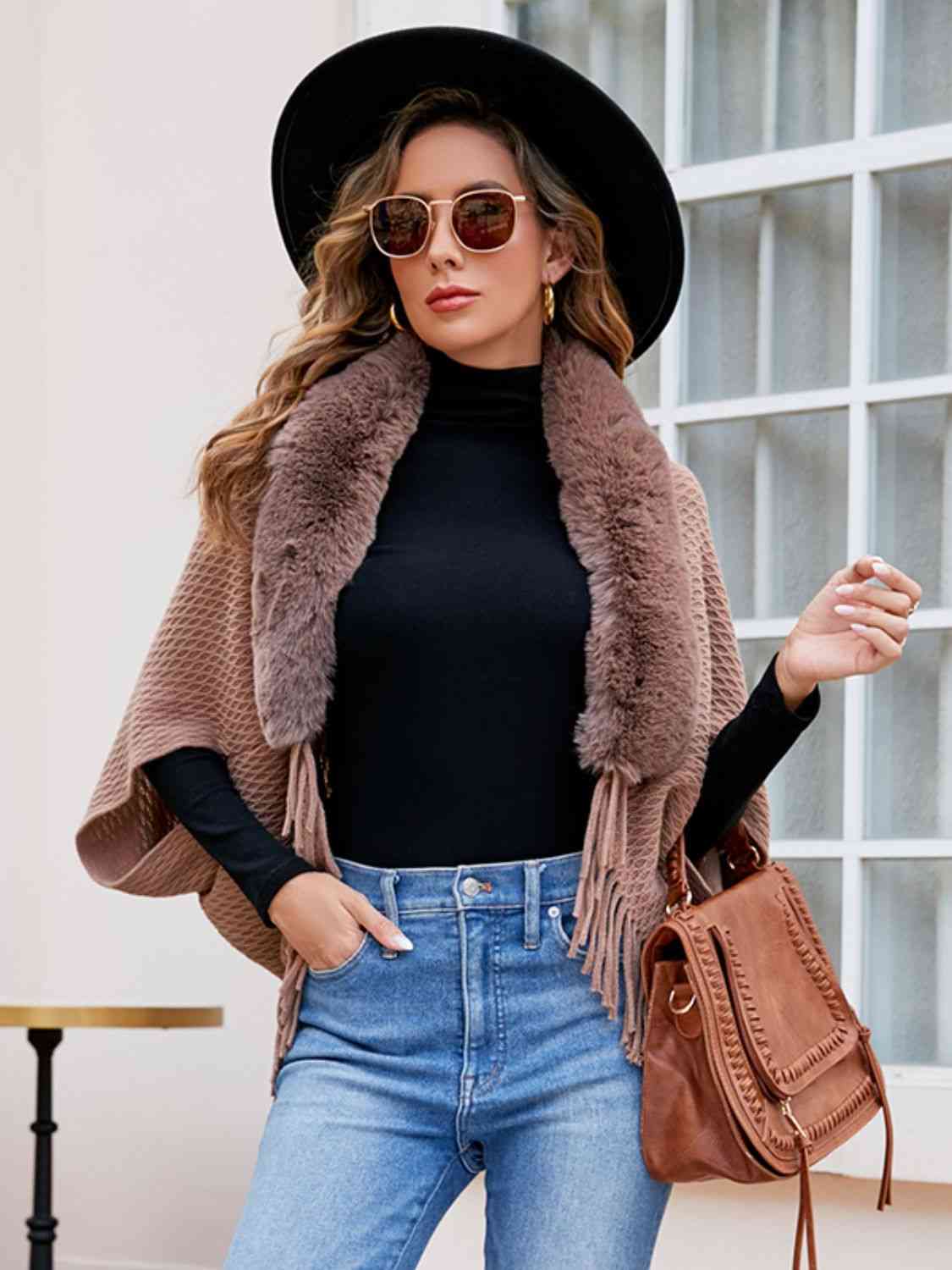 Front Fringe Hem Poncho