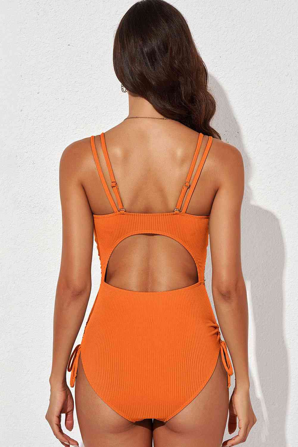 Tied Cutout Plunge One Piece Swimsuit