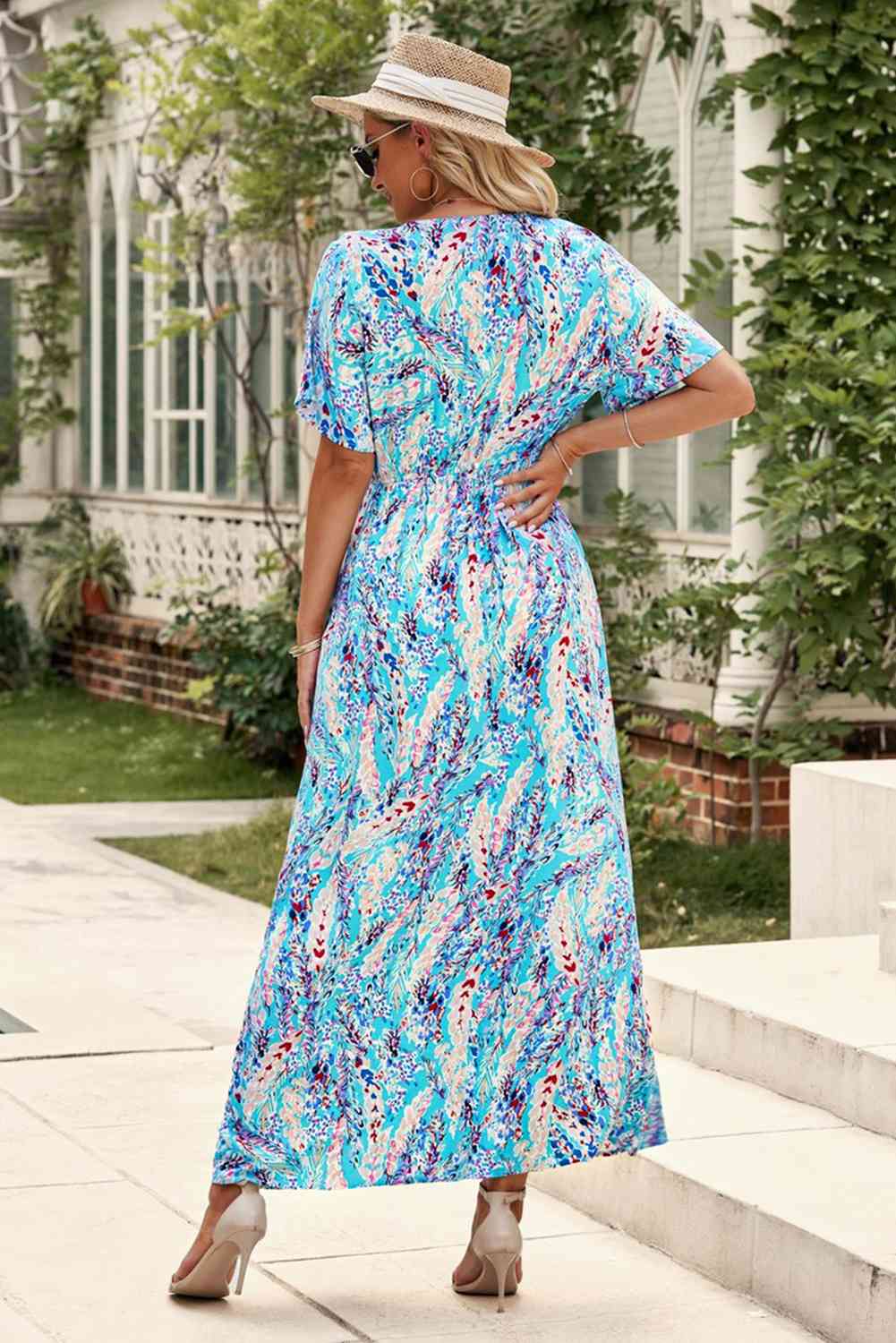 Multicolored V Neck Maxi Dress