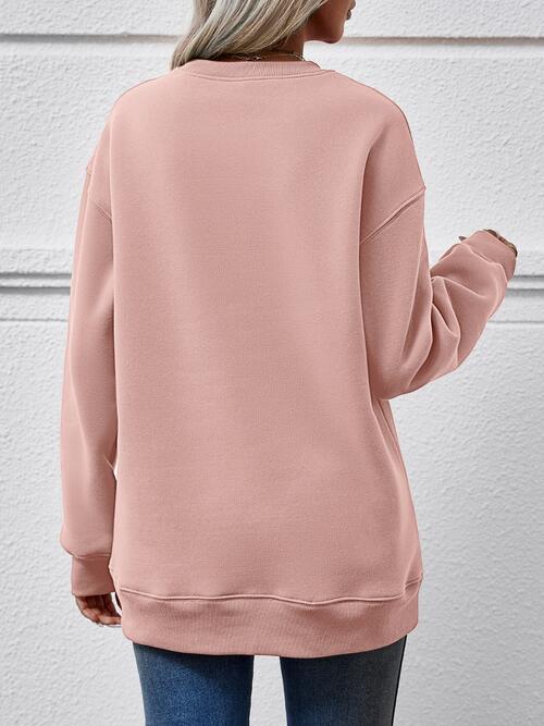 Long Sleeve Letter Graphic Round Neck Sweatshirt