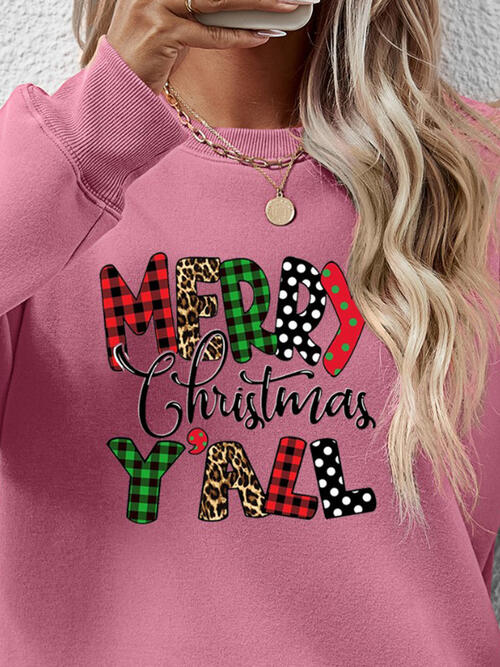 Long Sleeve Letter Graphic Round Neck Sweatshirt