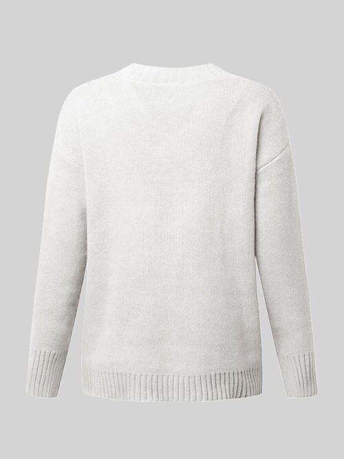 V Neck Long Sleeve Knit Top