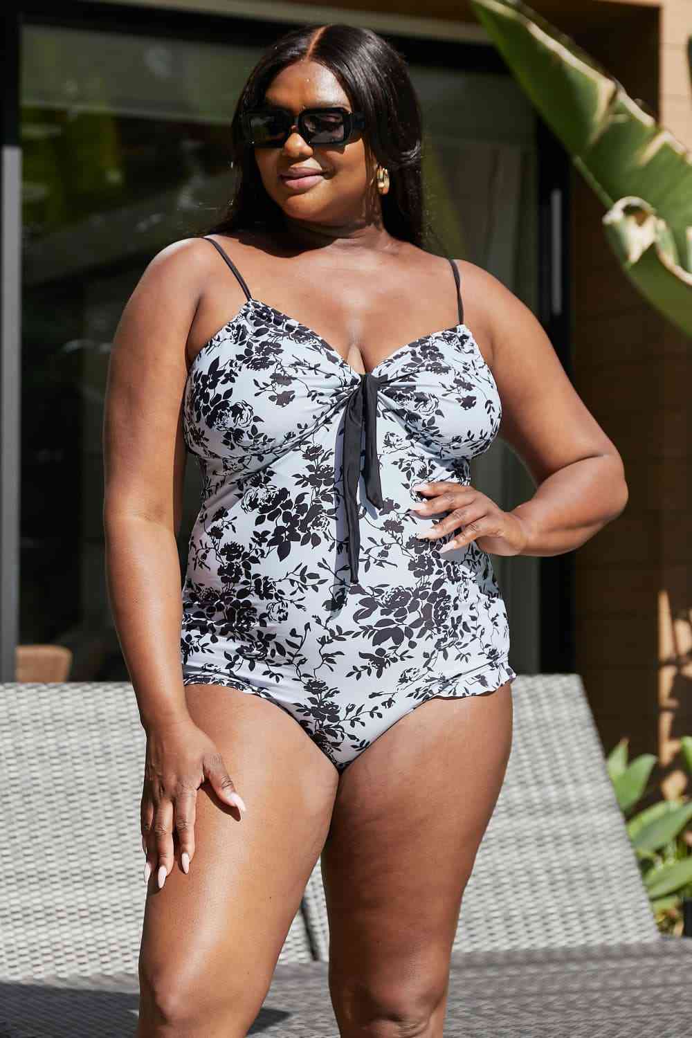 Marina West Cote dAzur Ruffle Trim One Piece Swimsuit